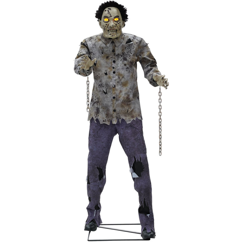 Haunted Hill Farm 6Ft. Tall MotionActivated Guard Zombie Premium